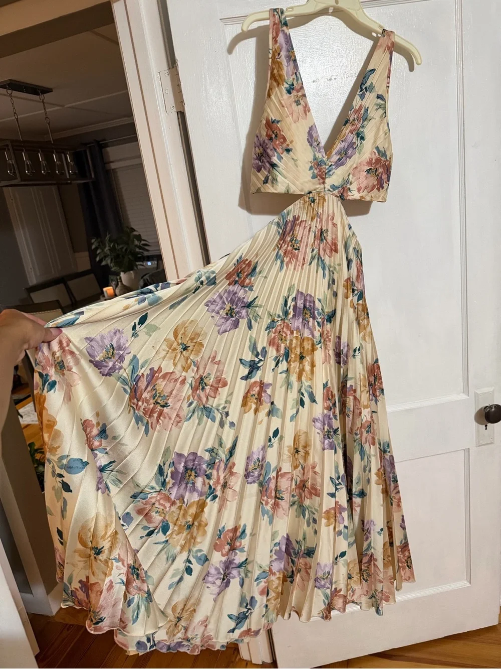 Abercrombie & Fitch Cream Floral Maxi Dress with Multicolor Blooms